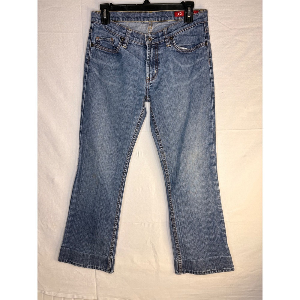 X2 Denim Laboratory Womens Boot Cut Jeans Blue Medium Wash Stretch Size 6 W31